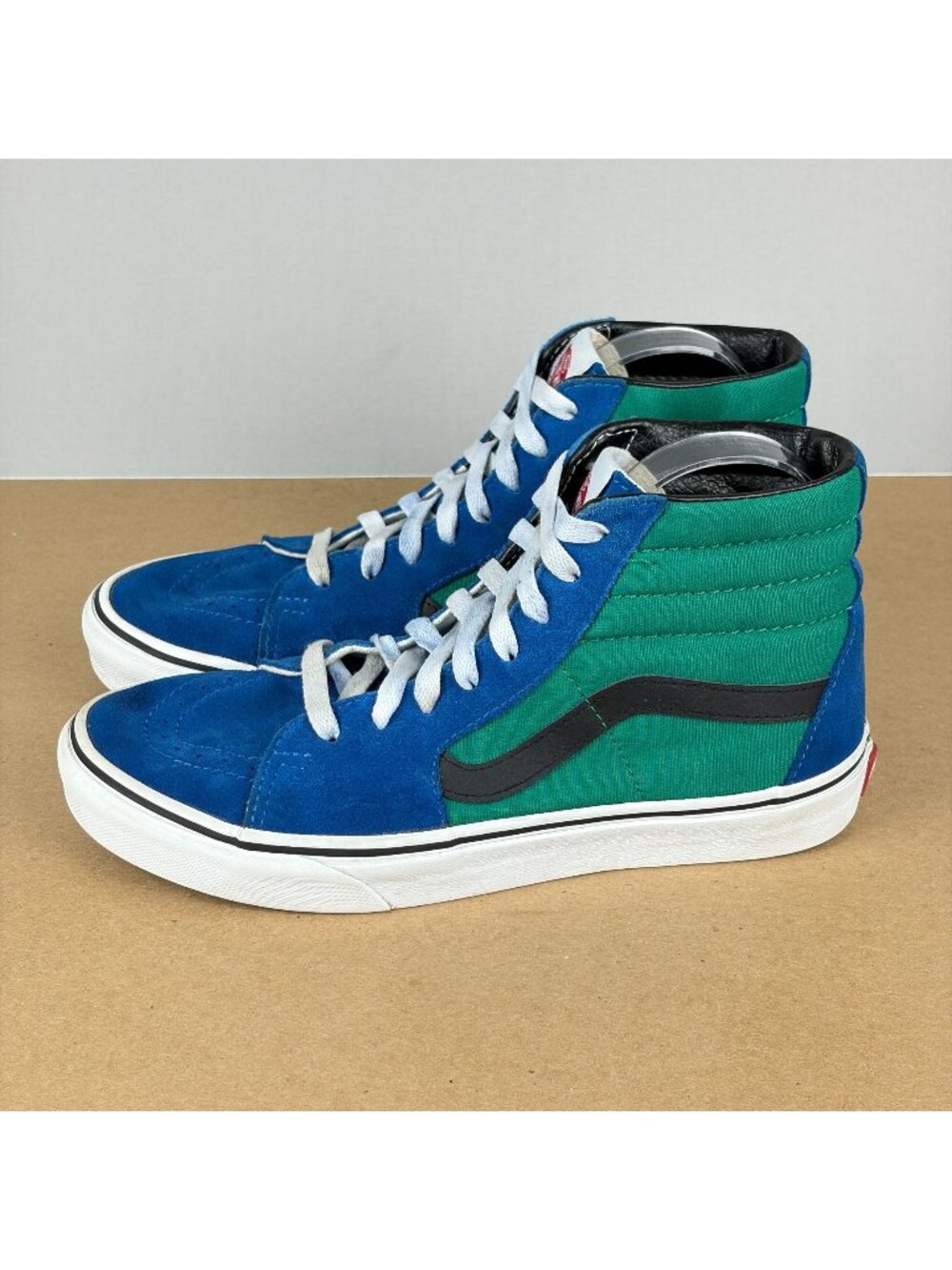 Vans Sk8-Hi Suede Canvas High Top Sneakers Womens 9 Blue Green Black White